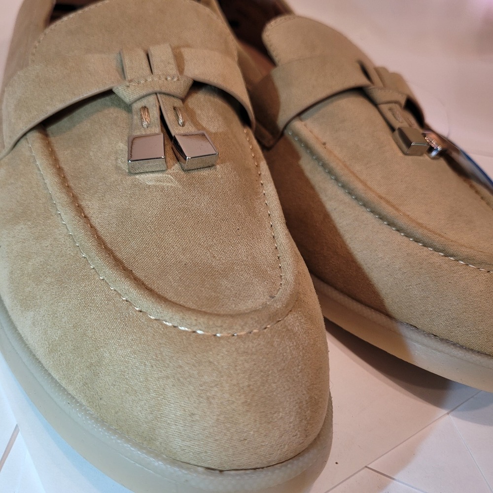 Size 11 Womens Tan Comfort Loafers‎ Faux Suede Slip On Shoes Time & Tru NEW